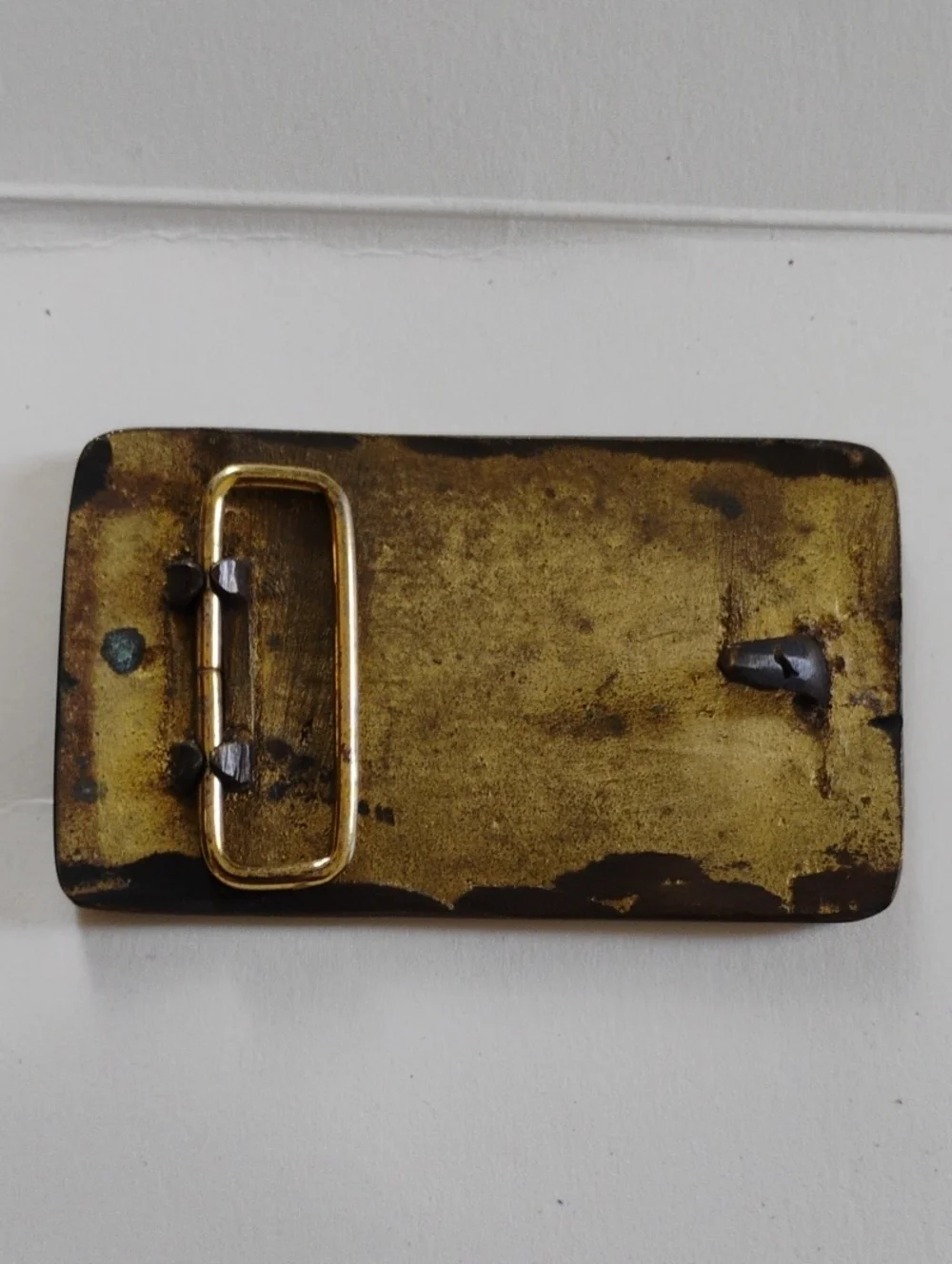 RECTANGULAR BRASS TONED METAL BELT BUCKLE BROY & SON PUMP SERVICE NRMINT COND